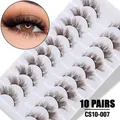 10 paia di ciglia finte nere dense a incrocio con volume naturale per il trucco quotidiano - Stile 3 (CS10-007) / Marrone