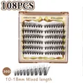 30D individual lash clusters 10-18mm mixed length set with 108 pieces - Single Box / 30 Days
