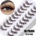 Set di 10 paia di ciglia finte marroni 3D con volume naturale ed effetto a strati in 3D - Stile 4 (CS10-008) / Marrone