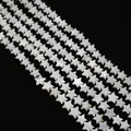 Star-shaped natural mother of pearl loose beads with iridescent white finish for DIY jewelry - Pentagram