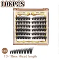 60D individual eyelash clusters set with mixed lengths 10-18mm in 108pcs pack - Single Box / 60D