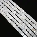 Square natural freshwater shell beads in pearl white for DIY jewelry making and crafting - Square