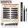 DIY eyelash extension kit with 80D dense 108 clusters, dual bond seal glue and tweezers - Tool Kit / 80D