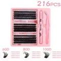 Kit de extensión de pestañas DIY con 216 grupos, pinzas rosas y pegamento Bond y Seal - DIY-SET-633