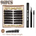 96-piece 100D dense lash extension kit with 10-18mm mixed lengths and dual-ended glue - Tool Kit / 100D