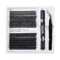 Kit d'extension de cils DIY avec 530 grappes, colle Bond & Seal et pince à épiler noire - Style 174 (DIY-TZ-174)