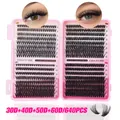 DIY cluster lash extensions kit with 640 pieces 30D-60D mixed volume lashes in pink box - Multi-Density Mixed Style (DIY-TZ-182)