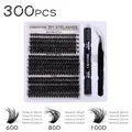 Kit extension ciglia fai-da-te con 300 ciuffi, colla Bond & Seal e pinzette, 10-16mm - Collezione Mista 60D/80D/100D / 300 Ciuffetti/Confezione
