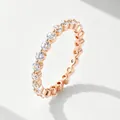Elegant 18k rose gold plated eternity ring featuring a full circle of round cubic zirconia - US 4 / Rose Gold