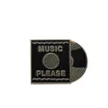 Vintage-Emaille-Pin in Form einer Schallplatte mit goldener 'MUSIC PLEASE' Prägung - Retro-Vinyl-Schallplatten-Stil (xz2165)