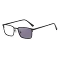 Square metal photochromic sunglasses in matte black with purple tinted lenses - C1 Black/Turn Grey