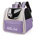Purple and cream pet carrier backpack with space capsule window and mesh panels - Enhanced Version / Purple & White Colorblock