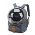 Blue pet carrier backpack with clear capsule window and breathable mesh pockets - High Capacity Space Capsule / Blue