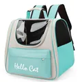 Mint green and grey pet carrier backpack with transparent window and mesh panels - Enhanced Version / Mint Green