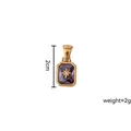 Ciondolo rettangolare in acciaio placcato oro 18K con cristallo viola e stella - Febbraio-Ciondolo Rettangolare Stella (Viola)