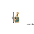 Pendente rettangolare in acciaio inossidabile placcato oro 18K con zircone azzurro e stella - Marzo-Ciondolo Rettangolare Stella (Acquamarina)