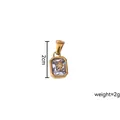 Ciondolo in acciaio inossidabile placcato oro 18K con zircone rettangolare - Aprile-Ciondolo Rettangolare Stella (Zircone Bianco)
