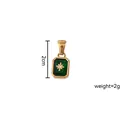 18K gold plated stainless steel rectangle pendant with emerald green stone star - May-Star Rectangular Pendant (Dark Green)