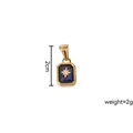 Gold stainless steel rectangle pendant with December birthstone blue zircon and star - June-Star Rectangular Pendant (Deep Blue)