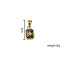 18K gold plated stainless steel rectangle pendant with emerald green zircon and star - August-Star Rectangular Pendant (Peridot)