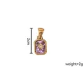 18K gold plated stainless steel pendant featuring a rectangular purple zircon stone - October-Star Rectangular Pendant (Pink)