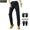 Jeans da moto blu scuro con protezioni rimovibili e inserti elasticizzati - XS / Stile di attrezzatura di seconda generazione K-2 / Blu scuro