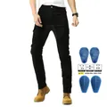 Jeans tattici da moto neri da uomo con protezioni rimovibili certificate CE blu - XXS / Mesh Nero (con Equipaggiamento in Silicone)