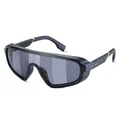 Steampunk wrap around sunglasses with black frame, gray lens and gold hardware accents - C1 Black Frame Black Legs