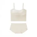 Completo intimo senza cuciture color crema con spalline sottili e imbottitura fissa - M / Bianco Sporco