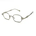 Matte silver geometric sunglasses with vintage metal frame and diamond-engraved temples - Silver Frame Clear Lens