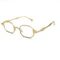 Vintage gold geometric sunglasses with hexagonal metal frames and engraved details - Gold Frame Clear Lens