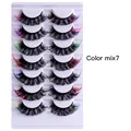 7 pairs of Russian volume colored eyelashes set with mixed vibrant fiber accents - Multicolor Mix (Color mix7)