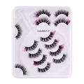 Mix of 7 pairs colorful Russian curl false eyelashes with thick volume in white tray - Enhanced Color Mix Group / Multicolored Style B (ColorMix7-2)