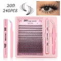 240pcs 20D DIY eyelash extension kit with glue and tweezers in pink theme - 20D Density Style (DIY-SET-647)