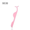Applicatore per ciglia finte rosa in acciaio inossidabile con punta curva ergonomica - NZ-09 / Rosa