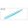 Light blue matte eyelash tweezers NZ-22 with stainless steel slanted tip for precision - NZ-22 / Blue