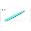 Mint green high-precision stainless steel eyelash tweezers with protective cap NZ-23 - NZ-23 / Green
