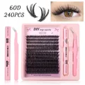 DIY wimperverlenging set met 240 clusters 60D wimpers lijm verzegeling en pincet - 60D Dichtheid Stijl (DIY-SET-651)