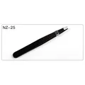 Flat tip eyelash extension tweezers in matte black and silver stainless steel - NZ-25 / Black