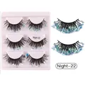Dramatic stage eyelashes with luminous blue sequins for dance and party makeup - Blue Iridescent Sequin Style (Night-22)