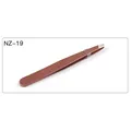 Precision rose gold slanted tweezers NZ-19 with tip guard for eyelash grooming - Rose Gold