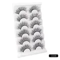 Six pairs of thick curled 8D faux mink false eyelashes style CD28 on white tray - CD28 Style (CD28)