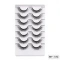 Faux mink 7 pairs natural thick black false eyelashes in white tray model MY-720 - Natural Thick Style (MY-720)
