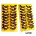 LASH-915 black thick faux mink eyelashes 10 pairs on yellow tray in a two-box set - Natural Long Style (Lash-915)