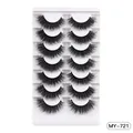 7 pairs of thick faux mink eyelashes MY-721 with multi-layer cross design on white tray - Thick Cross Style (MY-721)