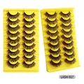 LASH-917 variant set of 20 pairs of dense curly faux mink false eyelashes in two yellow trays - Natural Long Style (Lash-917)