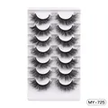 Set of 7 pairs of thick 3D faux mink eyelashes, MY-725 style with criss-cross volume - Multi-layer Thick Style (MY-725)