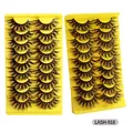 9 pairs of thick curly faux mink eyelashes in LASH-918 style with yellow trays - Natural Long Style (Lash-918)