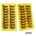 Set mit 20 Paaren 3D-Faux-Nerz-Wimpern, Modell LASH-920 auf gelben Paletten - Natürlicher Langer Stil (Lash-920)