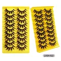 LASH-922 Set mit 10 Paar dichten, geschwungenen künstlichen Wimpern in gelben Schalen - Natürlicher Langer Stil (Lash-922)